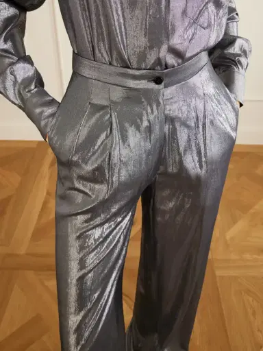 Giuliva Heritage The Elsa Pleated Lamé Wide-leg Pants | Thumbnail 4 Giuliva Heritage The Elsa Pleated Lamé Wide-leg Pants | Thumbnail 4