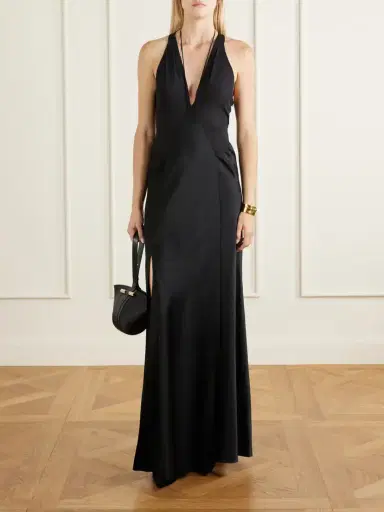 Victoria Beckham Paneled Satin Halterneck Gown | Thumbnail 2 Victoria Beckham Paneled Satin Halterneck Gown | Thumbnail 2
