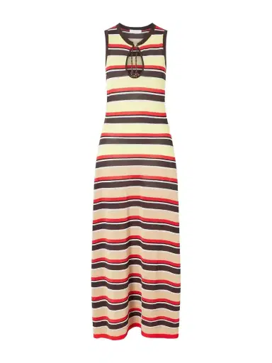 Rabanne Bead-embellished Striped Knitted Maxi Dress | Thumbnail 1 Rabanne Bead-embellished Striped Knitted Maxi Dress | Thumbnail 1