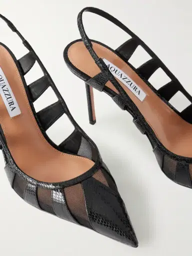 Aquazzura Screen 85 Cutout Mesh-trimmed Leather Pumps | Thumbnail 5 Aquazzura Screen 85 Cutout Mesh-trimmed Leather Pumps | Thumbnail 5