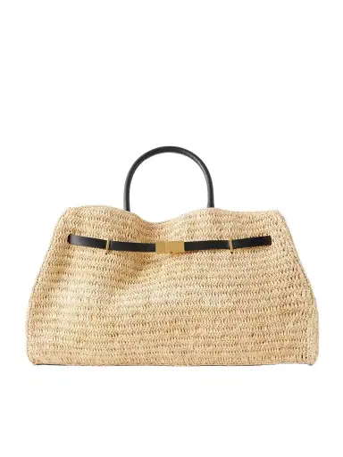 DeMellier Hudson Leather-trimmed Raffia Tote | Thumbnail 1 DeMellier Hudson Leather-trimmed Raffia Tote | Thumbnail 1