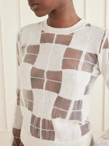 Haikure Paul Checked Mesh-trimmed Knitted Sweater | Thumbnail 4 Haikure Paul Checked Mesh-trimmed Knitted Sweater | Thumbnail 4