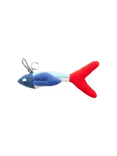The Elder Statesman Fish Patchwork Knitted Cashmere Keychain | Thumbnail 1 The Elder Statesman Fish Patchwork Knitted Cashmere Keychain | Thumbnail 1