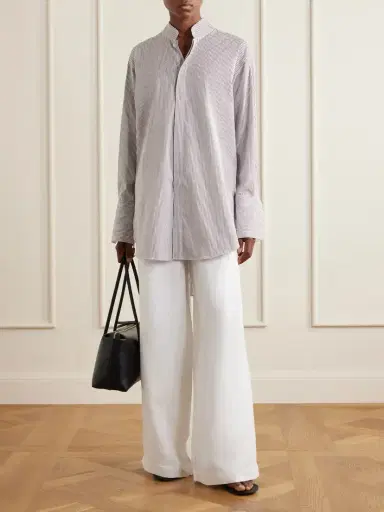 Comme Si Mandarin-collar Striped Cotton-poplin Tunic | Thumbnail 2 Comme Si Mandarin-collar Striped Cotton-poplin Tunic | Thumbnail 2