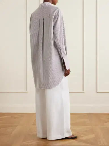 Comme Si Mandarin-collar Striped Cotton-poplin Tunic | Thumbnail 3 Comme Si Mandarin-collar Striped Cotton-poplin Tunic | Thumbnail 3