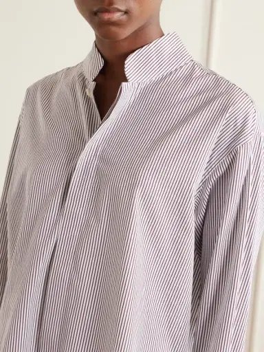 Comme Si Mandarin-collar Striped Cotton-poplin Tunic | Thumbnail 4 Comme Si Mandarin-collar Striped Cotton-poplin Tunic | Thumbnail 4