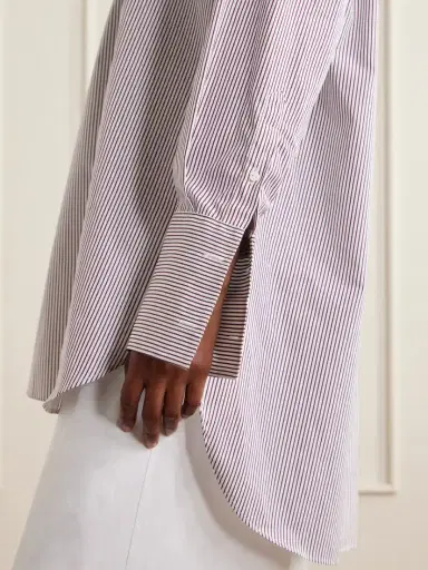 Comme Si Mandarin-collar Striped Cotton-poplin Tunic | Thumbnail 5 Comme Si Mandarin-collar Striped Cotton-poplin Tunic | Thumbnail 5