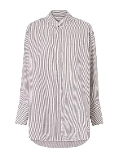 Comme Si Mandarin-collar Striped Cotton-poplin Tunic | Thumbnail 1 Comme Si Mandarin-collar Striped Cotton-poplin Tunic | Thumbnail 1
