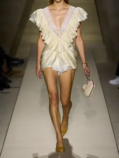 Chloé Ruffled Lace-trimmed Silk-satin Playsuit | Thumbnail 6 Chloé Ruffled Lace-trimmed Silk-satin Playsuit | Thumbnail 6