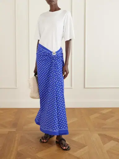 Christopher Esber Orbit Embellished Ruched Printed Stretch-jersey Maxi Skirt | Thumbnail 2 Christopher Esber Orbit Embellished Ruched Printed Stretch-jersey Maxi Skirt | Thumbnail 2