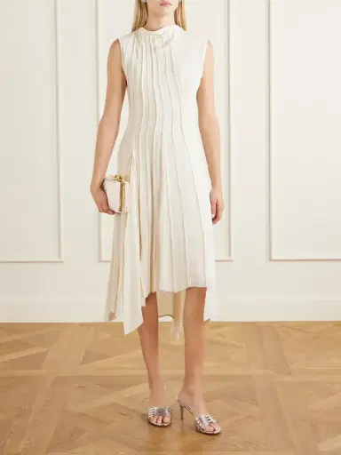 Victoria Beckham Pleated Cady Midi Dress | Thumbnail 2 Victoria Beckham Pleated Cady Midi Dress | Thumbnail 2