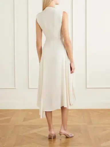 Victoria Beckham Pleated Cady Midi Dress | Thumbnail 3 Victoria Beckham Pleated Cady Midi Dress | Thumbnail 3
