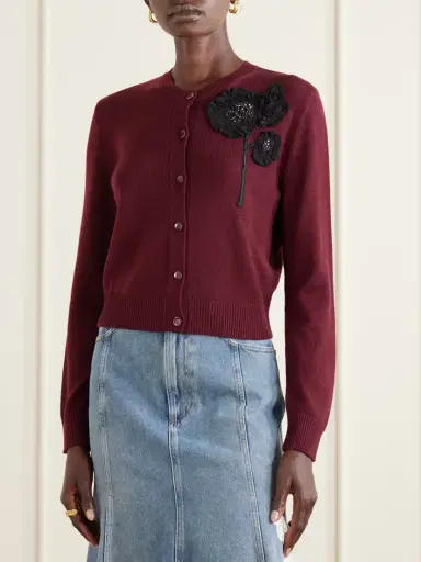 Erdem Embellished Ribbed Merino Wool Cardigan | Thumbnail 3 Erdem Embellished Ribbed Merino Wool Cardigan | Thumbnail 3