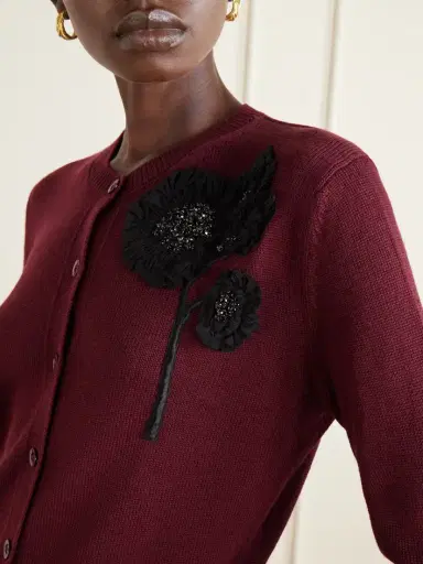Erdem Embellished Ribbed Merino Wool Cardigan | Thumbnail 5 Erdem Embellished Ribbed Merino Wool Cardigan | Thumbnail 5