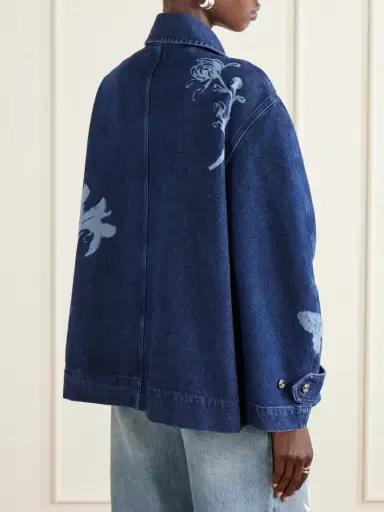 Erdem Belted Laser-printed Denim Jacket | Thumbnail 3 Erdem Belted Laser-printed Denim Jacket | Thumbnail 3