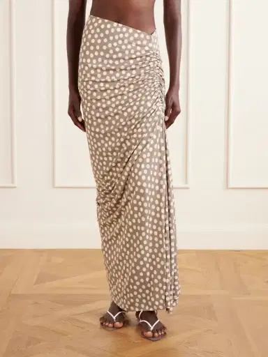 Alaïa Gathered Polka-dot Jersey Midi Skirt | Thumbnail 2 Alaïa Gathered Polka-dot Jersey Midi Skirt | Thumbnail 2