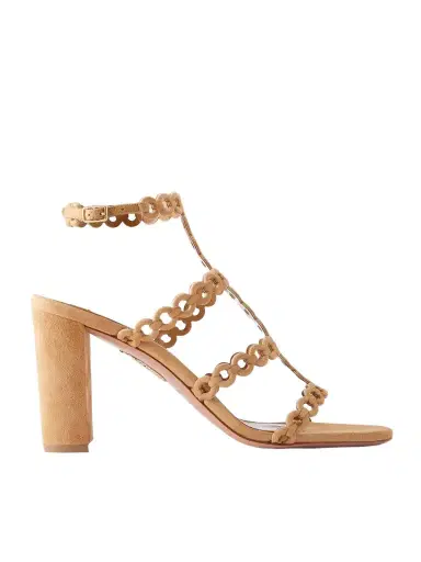 Aquazzura Infinity Chain 85 Cutout Suede Sandals | Thumbnail 1 Aquazzura Infinity Chain 85 Cutout Suede Sandals | Thumbnail 1