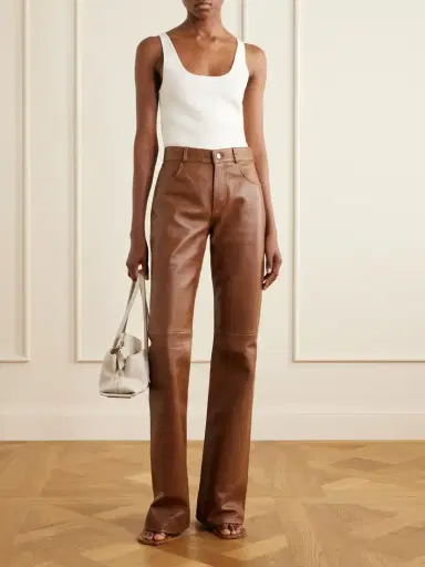 Haikure Flora Paneled Leather Straight-leg Pants | Thumbnail 2 Haikure Flora Paneled Leather Straight-leg Pants | Thumbnail 2