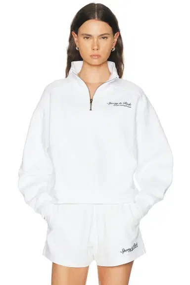 Sporty & Rich Syracuse Embroidered Quarter Zip Sweatshirt | Thumbnail 6 Sporty & Rich Syracuse Embroidered Quarter Zip Sweatshirt | Thumbnail 6