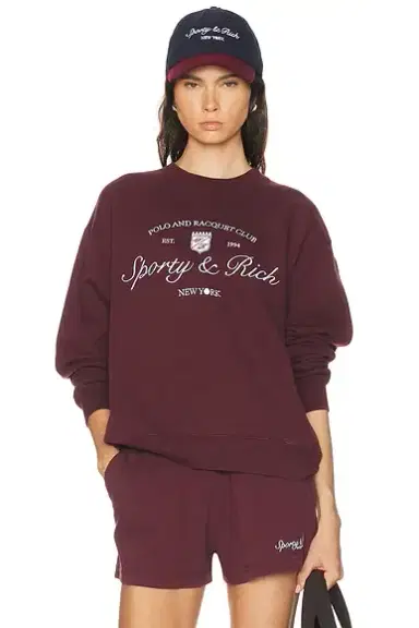 Sporty & Rich Syracuse Embroidered Crewneck Sweatshirt | Thumbnail 1 Sporty & Rich Syracuse Embroidered Crewneck Sweatshirt | Thumbnail 1