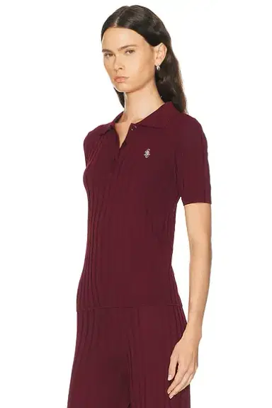Sporty & Rich Signature Logo Ribbed Polo Top | Thumbnail 2 Sporty & Rich Signature Logo Ribbed Polo Top | Thumbnail 2