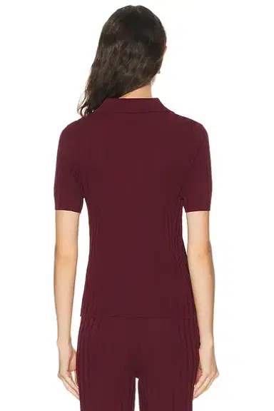 Sporty & Rich Signature Logo Ribbed Polo Top | Thumbnail 3 Sporty & Rich Signature Logo Ribbed Polo Top | Thumbnail 3
