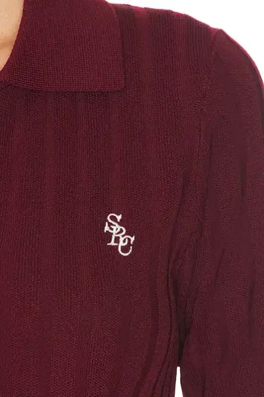 Sporty & Rich Signature Logo Ribbed Polo Top | Thumbnail 5 Sporty & Rich Signature Logo Ribbed Polo Top | Thumbnail 5