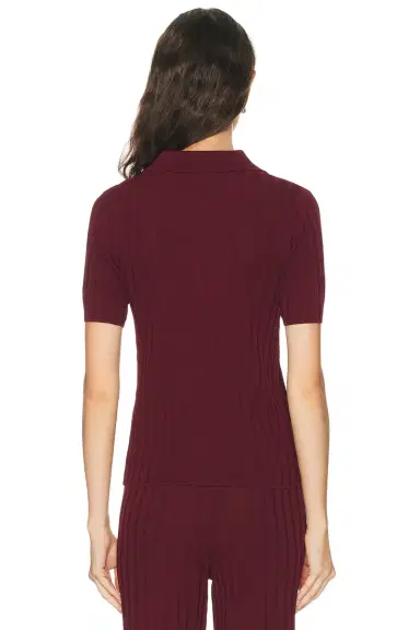 Sporty & Rich Signature Logo Ribbed Polo Top | Thumbnail 8 Sporty & Rich Signature Logo Ribbed Polo Top | Thumbnail 8