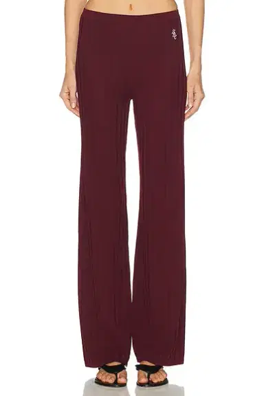 Sporty & Rich Signature Logo Ribbed Pant | Thumbnail 1 Sporty & Rich Signature Logo Ribbed Pant | Thumbnail 1
