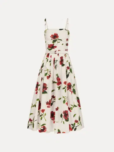 Oscar de la Renta Hibiscus Cotton Poplin Dress | Thumbnail 2 Oscar de la Renta Hibiscus Cotton Poplin Dress | Thumbnail 2
