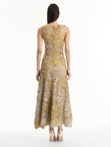 Oscar de la Renta Hibiscus Metallic Guipure Cocktail Dress | Thumbnail 4 Oscar de la Renta Hibiscus Metallic Guipure Cocktail Dress | Thumbnail 4