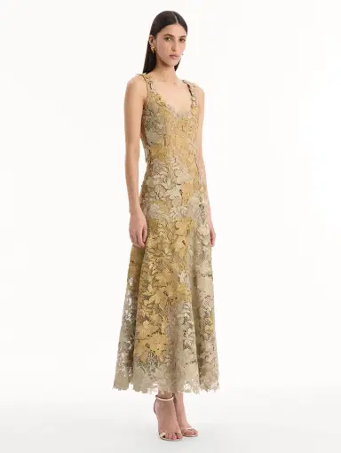 Oscar de la Renta Hibiscus Metallic Guipure Cocktail Dress | Thumbnail 5 Oscar de la Renta Hibiscus Metallic Guipure Cocktail Dress | Thumbnail 5