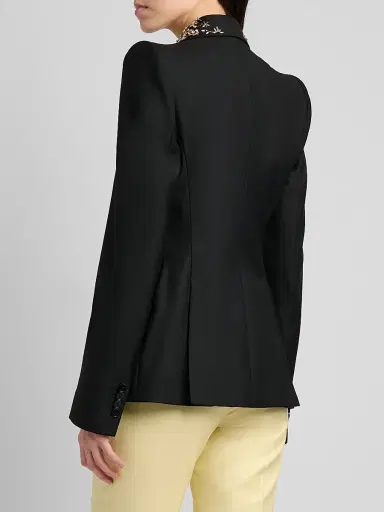 McQueen Women's Floral-Embellished Wool One-Button Blazer - Black | Thumbnail 5 McQueen Women's Floral-Embellished Wool One-Button Blazer - Black | Thumbnail 5