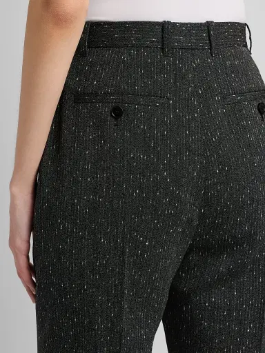 Alexander McQueen Women's Speckled Wool Slim-Fit Straight-Leg Trousers - Grey - Size 10 | Thumbnail 6 Alexander McQueen Women's Speckled Wool Slim-Fit Straight-Leg Trousers - Grey - Size 10 | Thumbnail 6