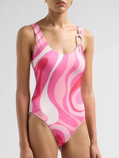 Generation Love Women's Marius Geo Sheen Jersey Bodysuit - Wavy Geo Pink - Size Large | Thumbnail 4 Generation Love Women's Marius Geo Sheen Jersey Bodysuit - Wavy Geo Pink - Size Large | Thumbnail 4