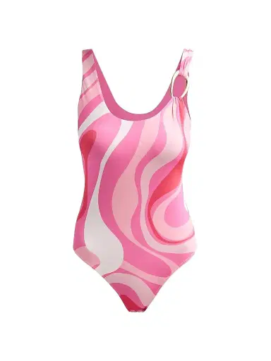 Generation Love Women's Marius Geo Sheen Jersey Bodysuit - Wavy Geo Pink - Size Large | Thumbnail 1 Generation Love Women's Marius Geo Sheen Jersey Bodysuit - Wavy Geo Pink - Size Large | Thumbnail 1