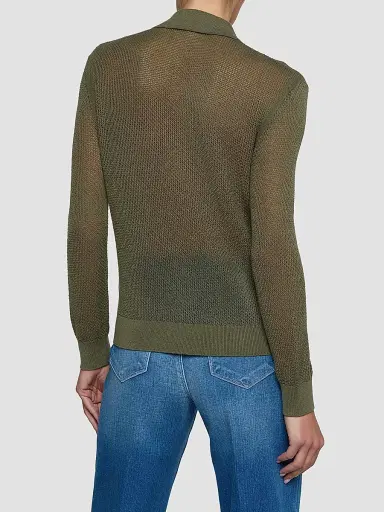 L'Agence Women's Carine Pointelle Spread Collar Sweater - Smokey Olive - Size XL | Thumbnail 3 L'Agence Women's Carine Pointelle Spread Collar Sweater - Smokey Olive - Size XL | Thumbnail 3