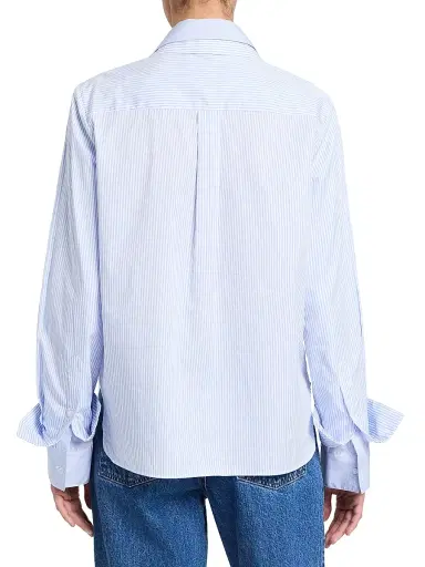TWP Women's Double-Layer Boyfriend Shirt - Blue White | Thumbnail 4 TWP Women's Double-Layer Boyfriend Shirt - Blue White | Thumbnail 4