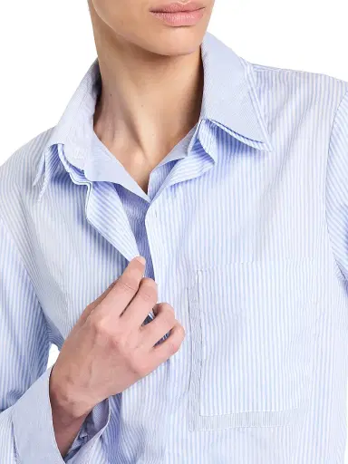 TWP Women's Double-Layer Boyfriend Shirt - Blue White | Thumbnail 5 TWP Women's Double-Layer Boyfriend Shirt - Blue White | Thumbnail 5