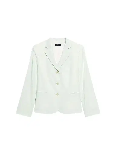 Theory Women's Shrunken Linen-Blend Blazer - Light Sea Glass | Thumbnail 1 Theory Women's Shrunken Linen-Blend Blazer - Light Sea Glass | Thumbnail 1