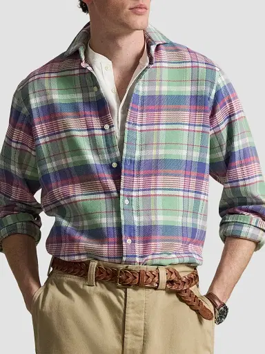 Polo Ralph Lauren Men's Classic-Fit Plaid Flannel Shirt - Green Purple Multi | Thumbnail 4 Polo Ralph Lauren Men's Classic-Fit Plaid Flannel Shirt - Green Purple Multi | Thumbnail 4