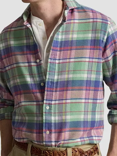 Polo Ralph Lauren Men's Classic-Fit Plaid Flannel Shirt - Green Purple Multi | Thumbnail 5 Polo Ralph Lauren Men's Classic-Fit Plaid Flannel Shirt - Green Purple Multi | Thumbnail 5