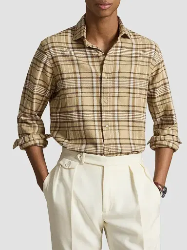 Polo Ralph Lauren Men's Classic-Fit Plaid Flannel Shirt - Brown Multi | Thumbnail 4 Polo Ralph Lauren Men's Classic-Fit Plaid Flannel Shirt - Brown Multi | Thumbnail 4