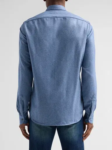 Kiton Men's Buba Virgin Wool & Cashmere Snap-Front Shirt - Blue | Thumbnail 3 Kiton Men's Buba Virgin Wool & Cashmere Snap-Front Shirt - Blue | Thumbnail 3