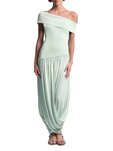 BCBGMAXAZRIA Women's Myla Draped Jersey One-Shoulder Maxi Dress - Pistachio | Thumbnail 2 BCBGMAXAZRIA Women's Myla Draped Jersey One-Shoulder Maxi Dress - Pistachio | Thumbnail 2