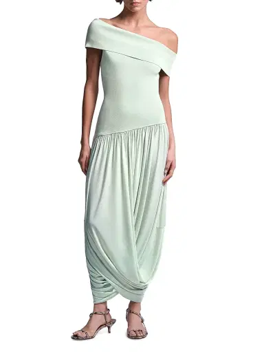 BCBGMAXAZRIA Women's Myla Draped Jersey One-Shoulder Maxi Dress - Pistachio | Thumbnail 3 BCBGMAXAZRIA Women's Myla Draped Jersey One-Shoulder Maxi Dress - Pistachio | Thumbnail 3