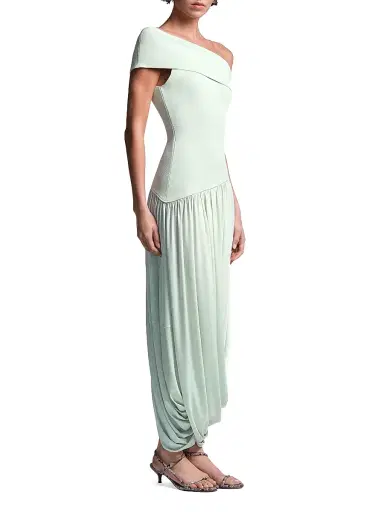 BCBGMAXAZRIA Women's Myla Draped Jersey One-Shoulder Maxi Dress - Pistachio | Thumbnail 4 BCBGMAXAZRIA Women's Myla Draped Jersey One-Shoulder Maxi Dress - Pistachio | Thumbnail 4