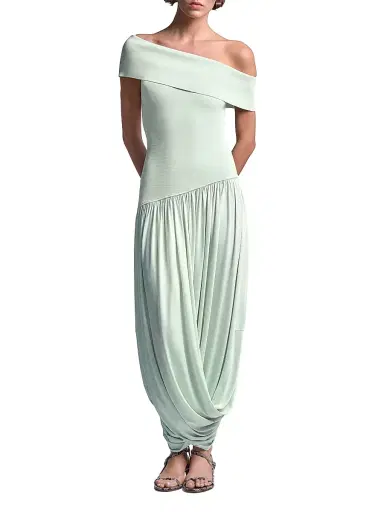 BCBGMAXAZRIA Women's Myla Draped Jersey One-Shoulder Maxi Dress - Pistachio | Thumbnail 6 BCBGMAXAZRIA Women's Myla Draped Jersey One-Shoulder Maxi Dress - Pistachio | Thumbnail 6