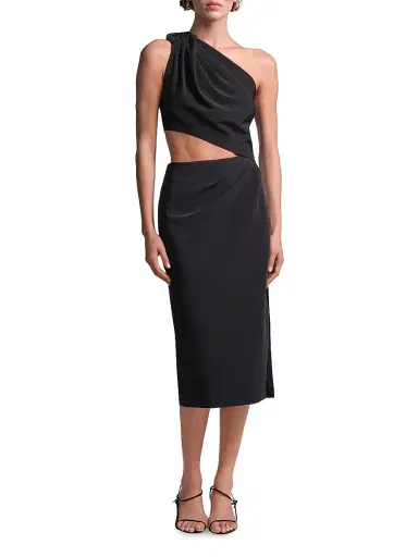 BCBGMAXAZRIA Women's Isabel Cut-Out One-Shoulder Midi Dress | Thumbnail 2 BCBGMAXAZRIA Women's Isabel Cut-Out One-Shoulder Midi Dress | Thumbnail 2