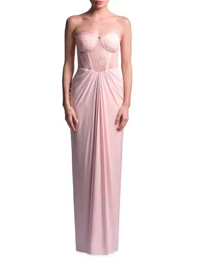 BCBGMAXAZRIA Women's Lace & Jersey Strapless Gown - Quartz Pink - Size 14 | Thumbnail 3 BCBGMAXAZRIA Women's Lace & Jersey Strapless Gown - Quartz Pink - Size 14 | Thumbnail 3